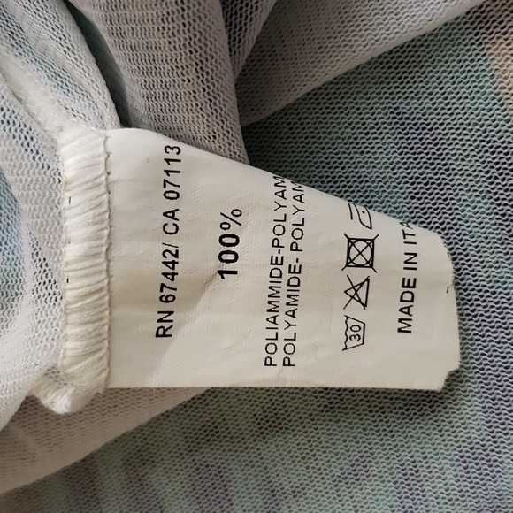 (EU46) Peruzzi Made in Italy Colorful Abstract Sheer Overlay Vacation Coastal - Picture 6 of 7